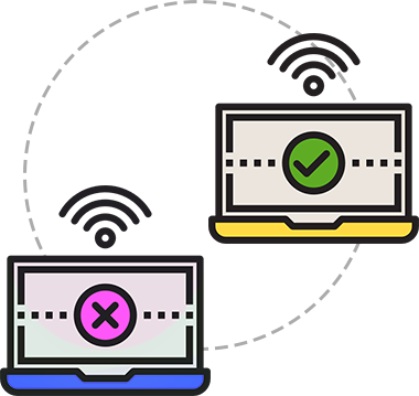 Zwei Computer sind im Netzwerk miteinander verbunden